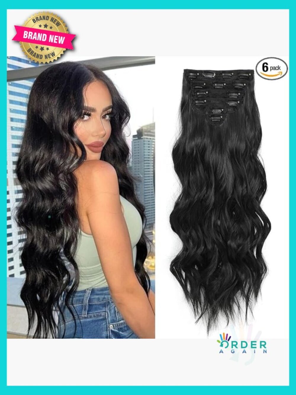 6Pcs Clip In Hair Extensions 24inch Long Wavy Hairpieces Natural Soft Blend Well